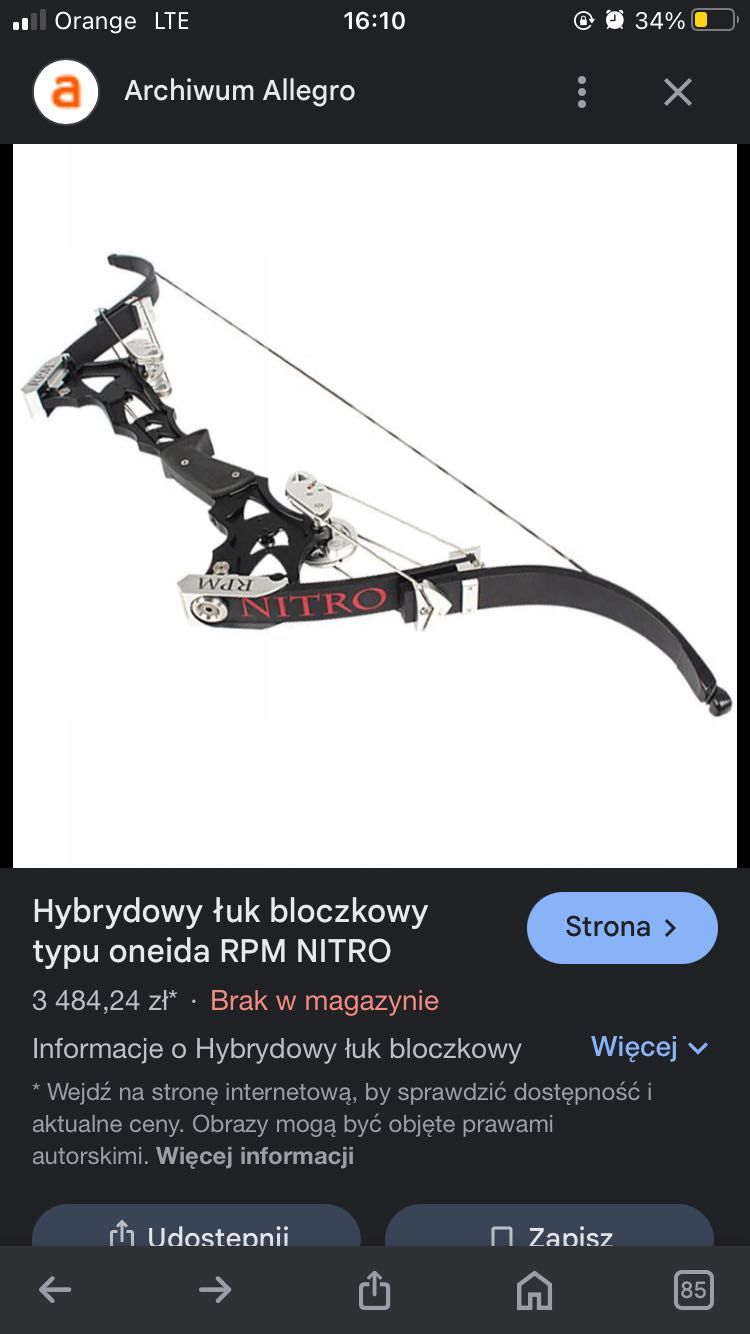 Hybrydowy łuk bloczkowy ze strzałami