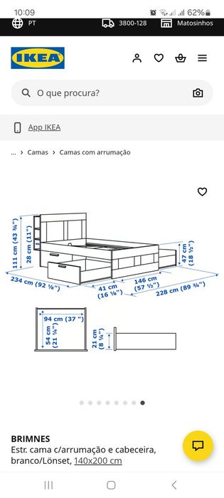 Cama Brimnes IKEA Preta 1,40 por 2m, com 4 gavetões