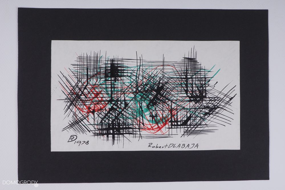 Obraz – grafika, abstrakcja, Robert Dlabaja Austria lata 70-te
