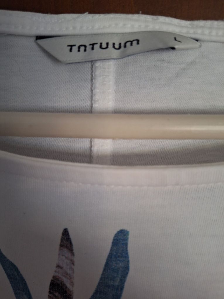 T-shirt biały z kolorowym printem rozm. L Tatuum