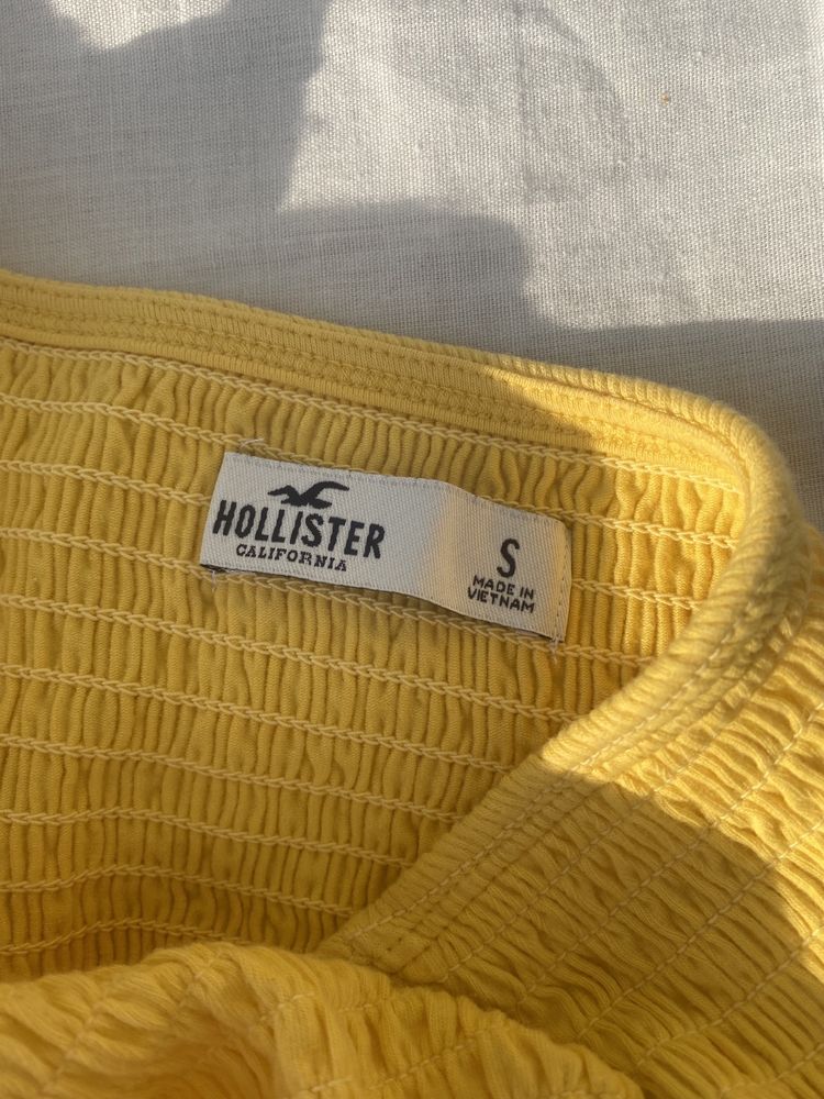 Żółty crop top S 36 wiązany na szyi hollister lato