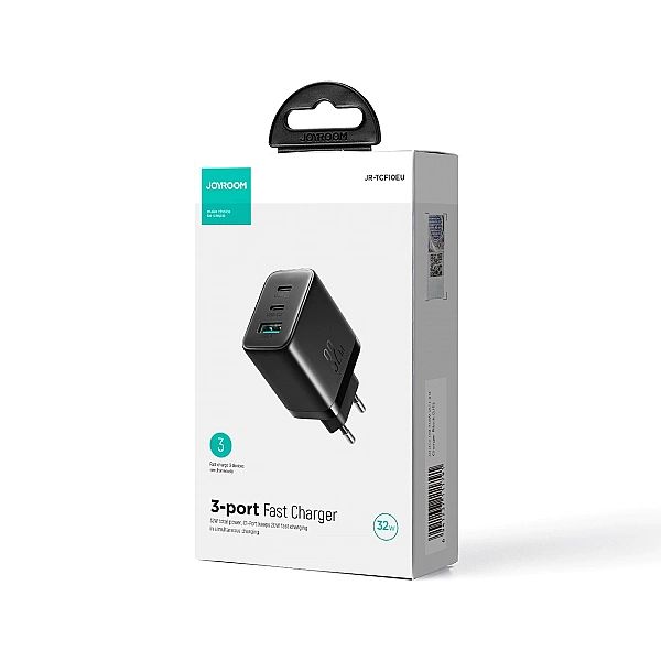 Szybka ładowarka Joyroom JR-TCF10/2x USB-C USB-A 32W - czarna