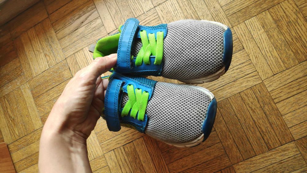 Buty typu adidasy z materiału niebiesko-seledynowe, r. 32