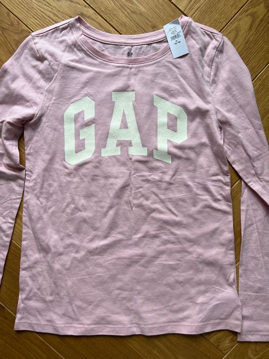 Gap bluzka w długi rękaw z napisem różowa jasnoróżowa XL 152 158