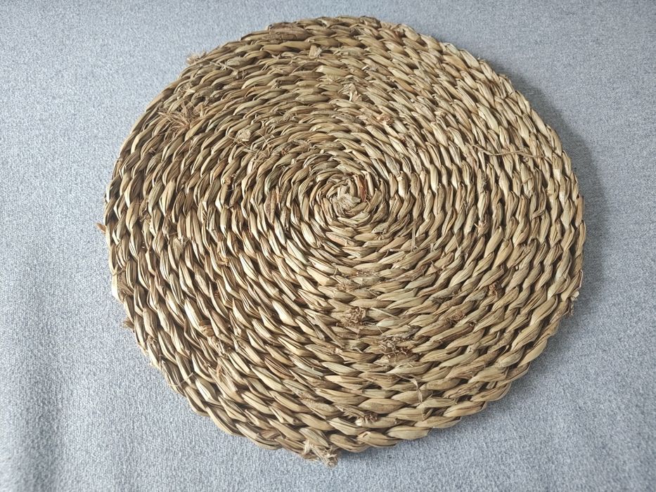 Okrągła podkładka trawa morska 30 cm, boho, jak nowa, 4 sztuki
