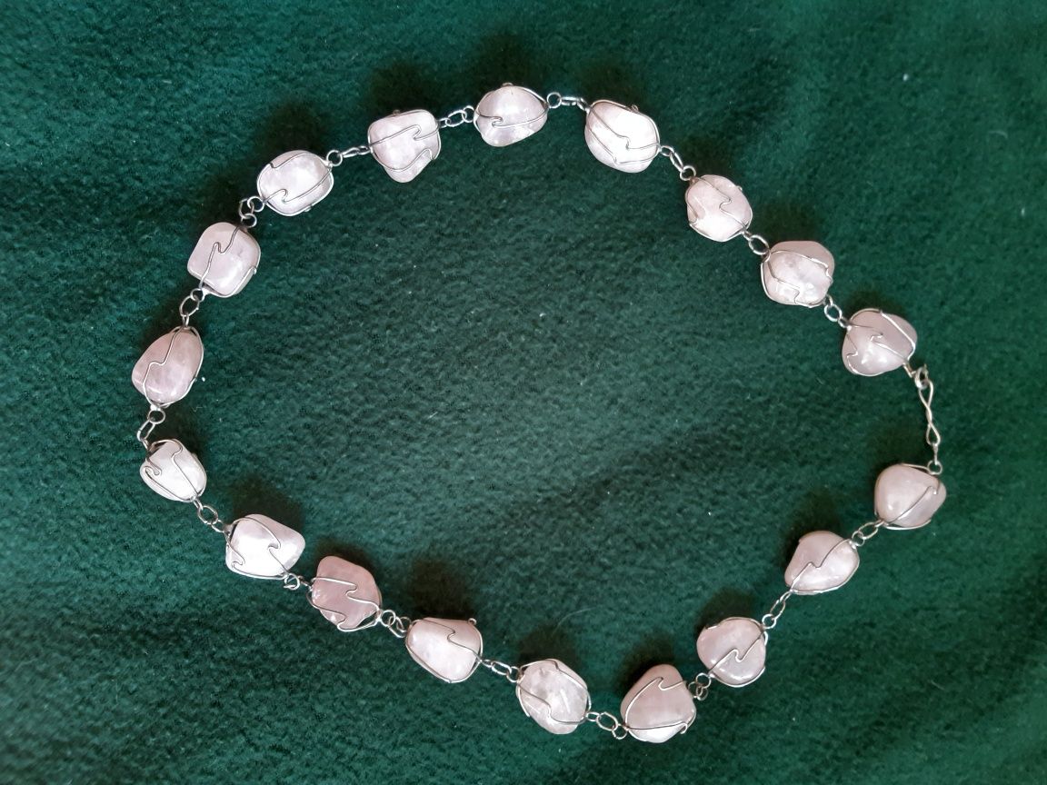 Piękny naszyjnik Kwarc różowy handmade