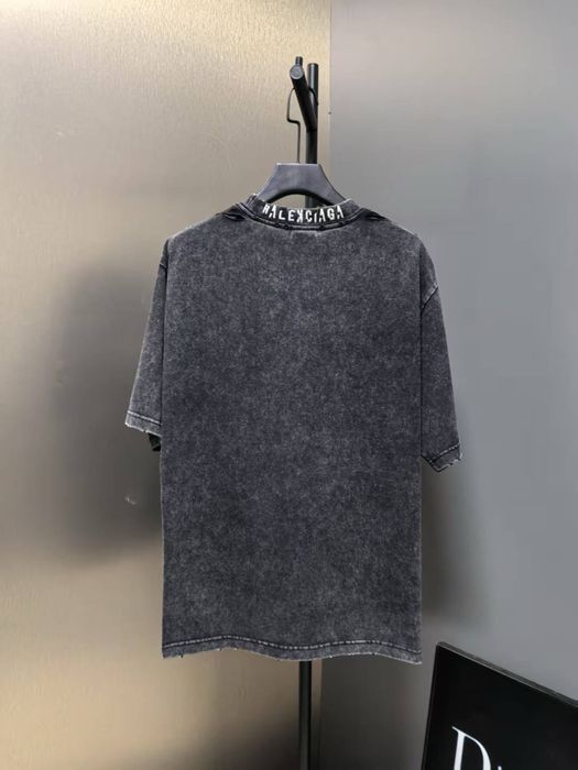 Футболка BALENCIAGA оверсайз унисекс мужская серая винтажная варенка