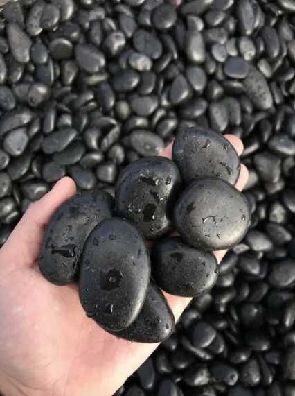 Czarny Kamień Polerowany Błyszczący Otoczak Kamień Ogrodowy Opaska