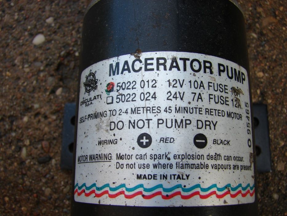 Macerator PUMP 12V Osculati pompa do wody brudnej na jacht camper