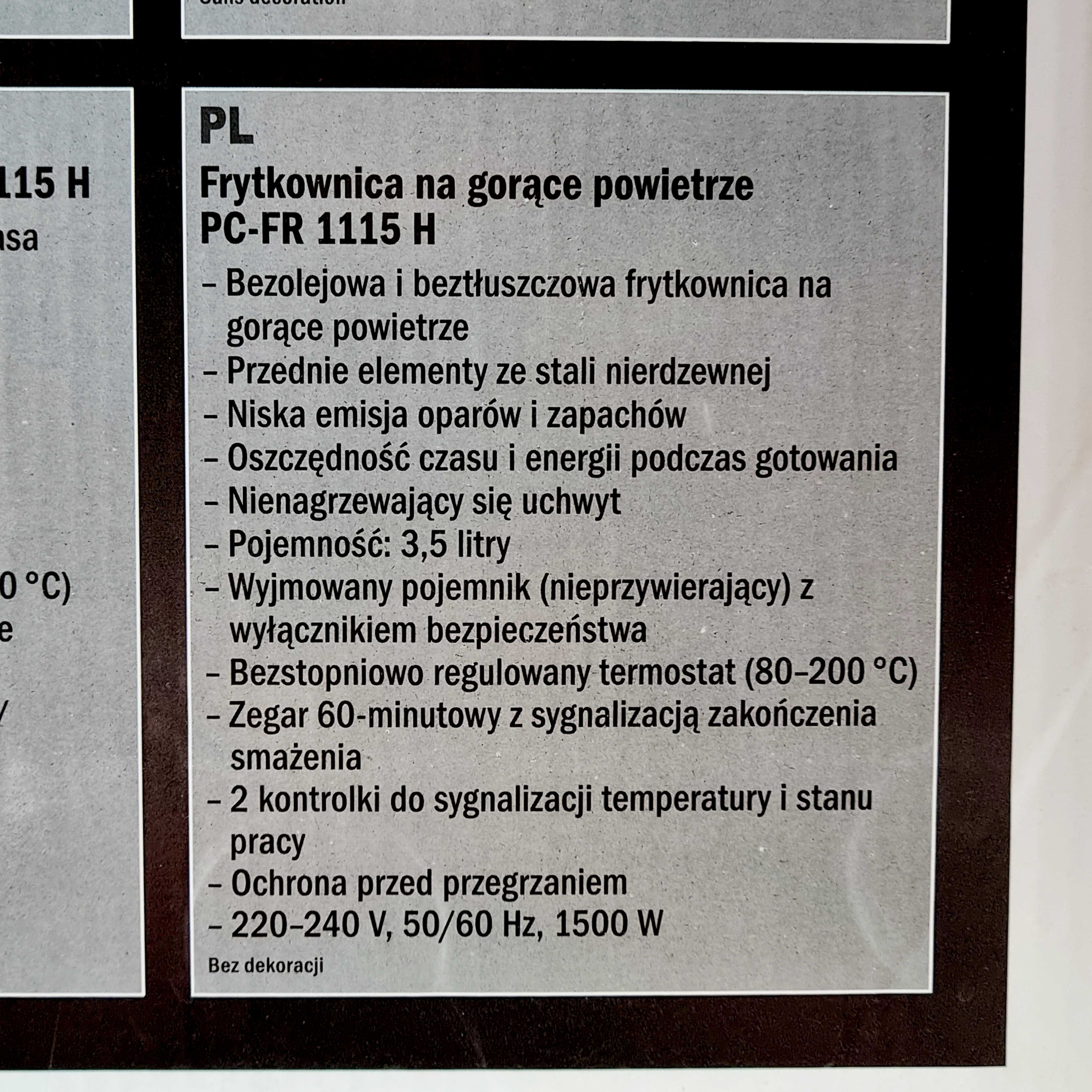 Frytkownica na gorące powietrze Proficook PC-FR 1115 H