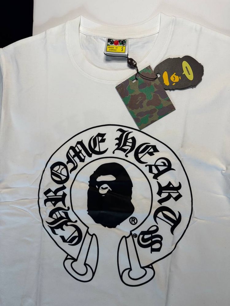 Футболка Bape Chrome Hearts/футболка бейп/футболка хром хардс бейп
