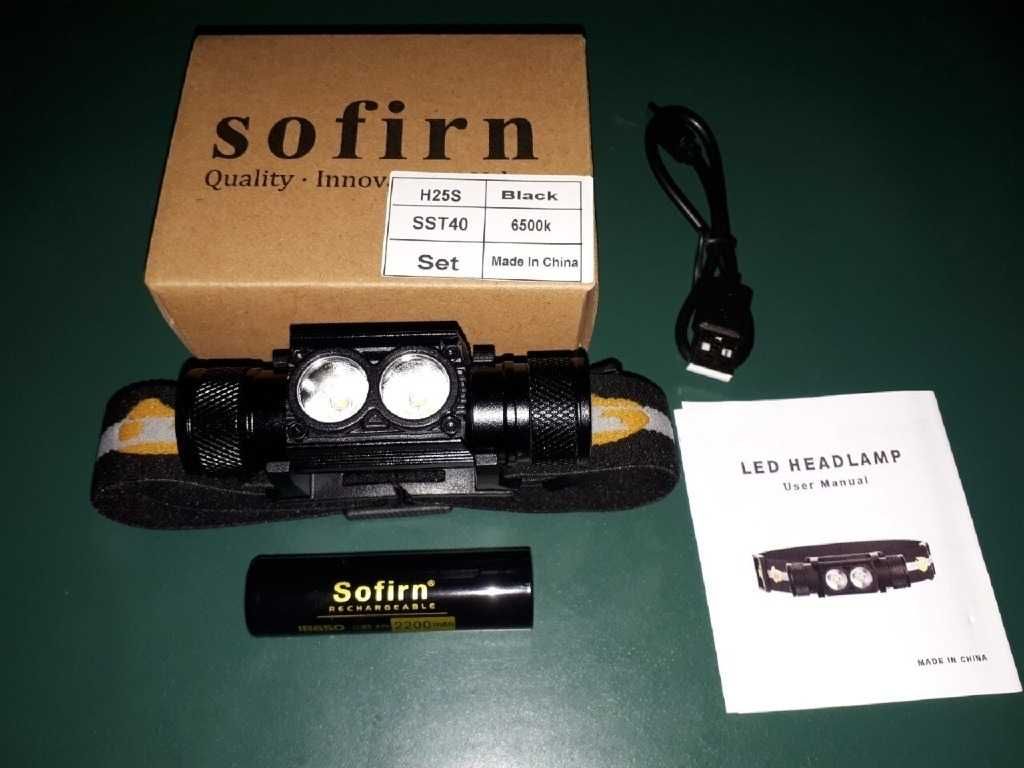 Czołówka latarka Sofirn H25S 2xSST40 1200lm + Ogniwo 2200mAh 18650