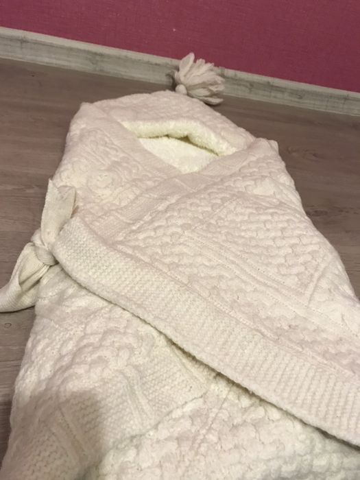 Вязаный зимний конверт-одеяло