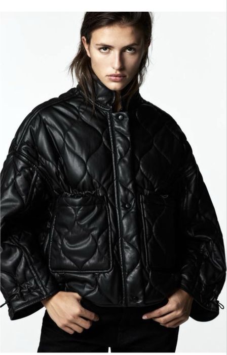 Кожання куртка стеганная Zara плащ