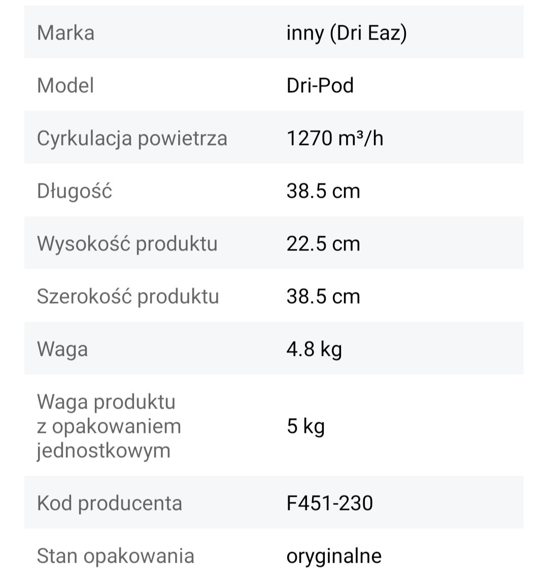 Osuszacz DRI-EAZ Dri-Pod F451-230