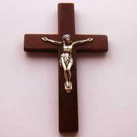 Crucifixo em Madeira com Jesus Cristo em Prata 925