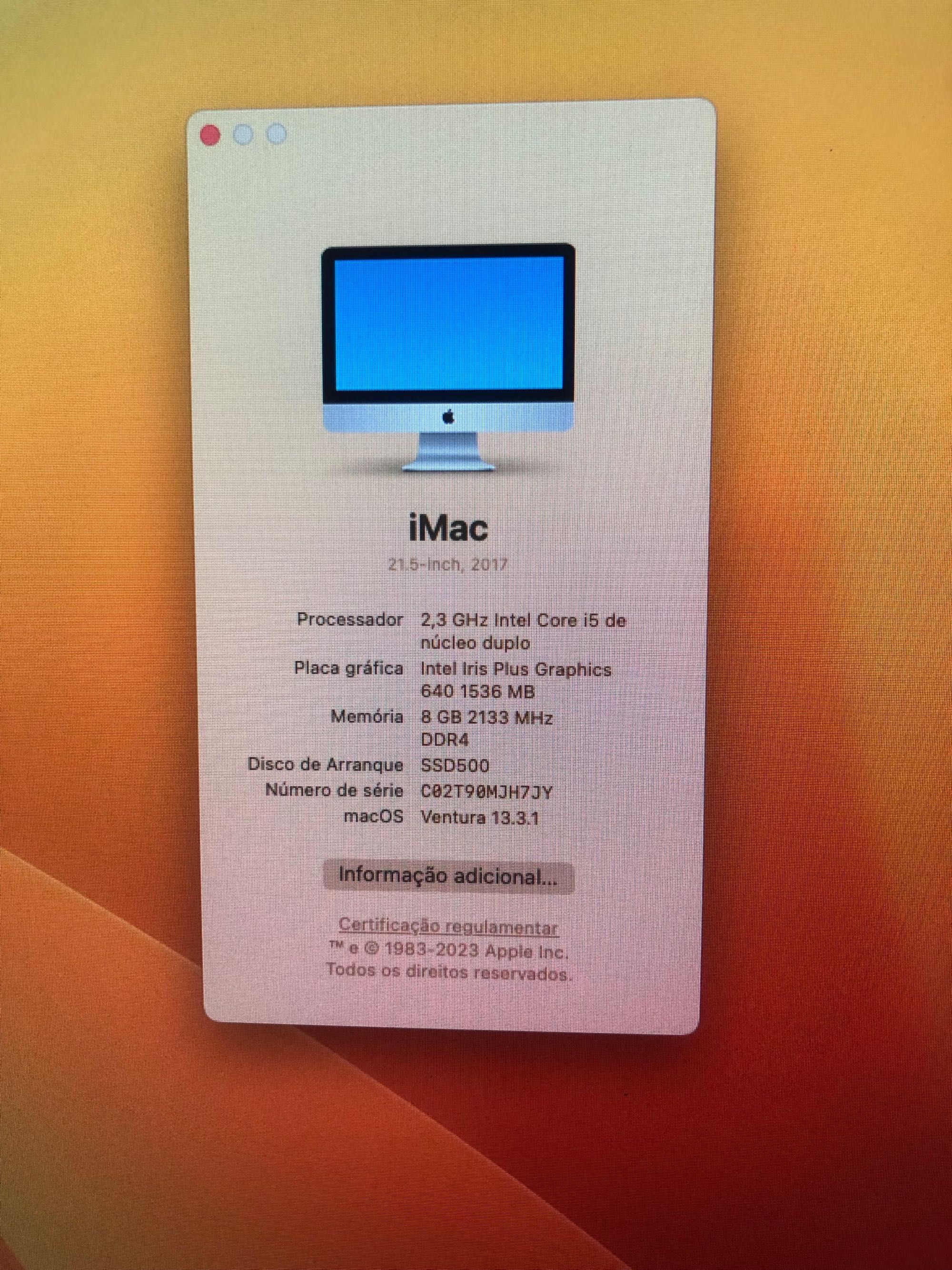 iMac 2017 21.5" SSD 500 giga Crucial Ventura