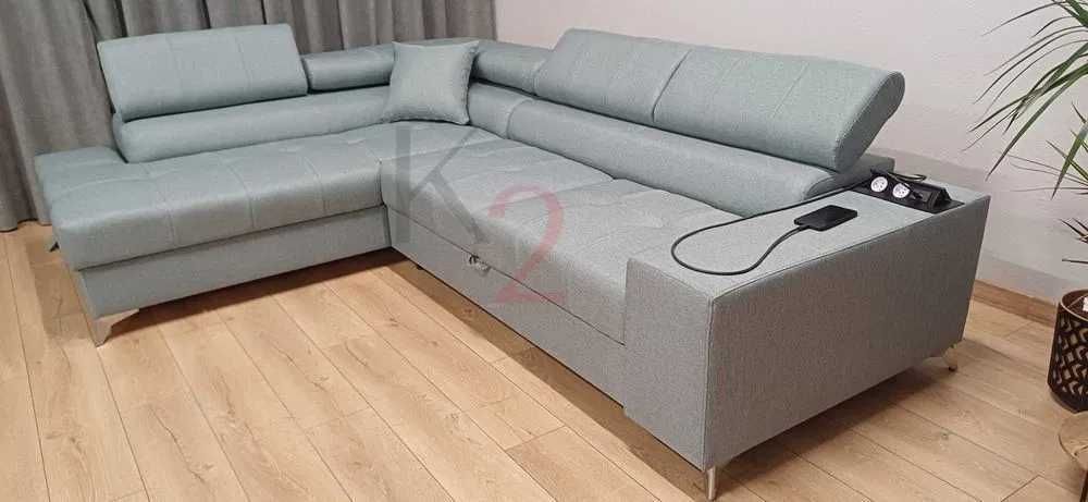 Narożnik  Nowość Fuks + Usb , Rogówka do spania ,Kanapa, Sofa +Gratis