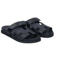 Hermés Chypre sandals czarne klapki skórar 38