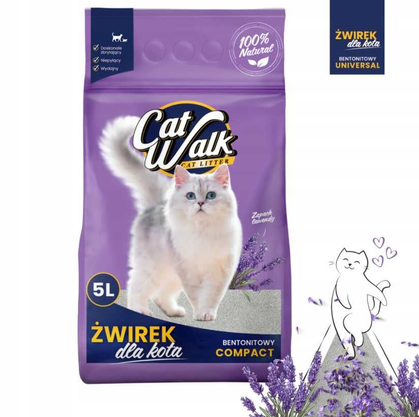 ŻWIREK DLA KOTA Bentonitowy Betonitowy Lawenda 25 Zbrylający (OKAZJA)
