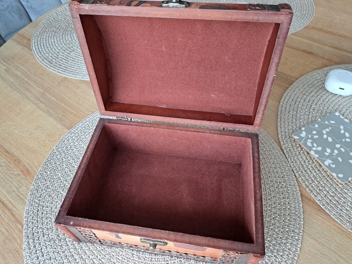 Kuferek MDF decoupage paryż brązowy skrzynka pojemnik kontener