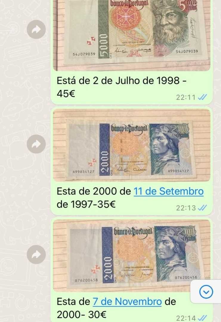 Vendo várias notas antigas