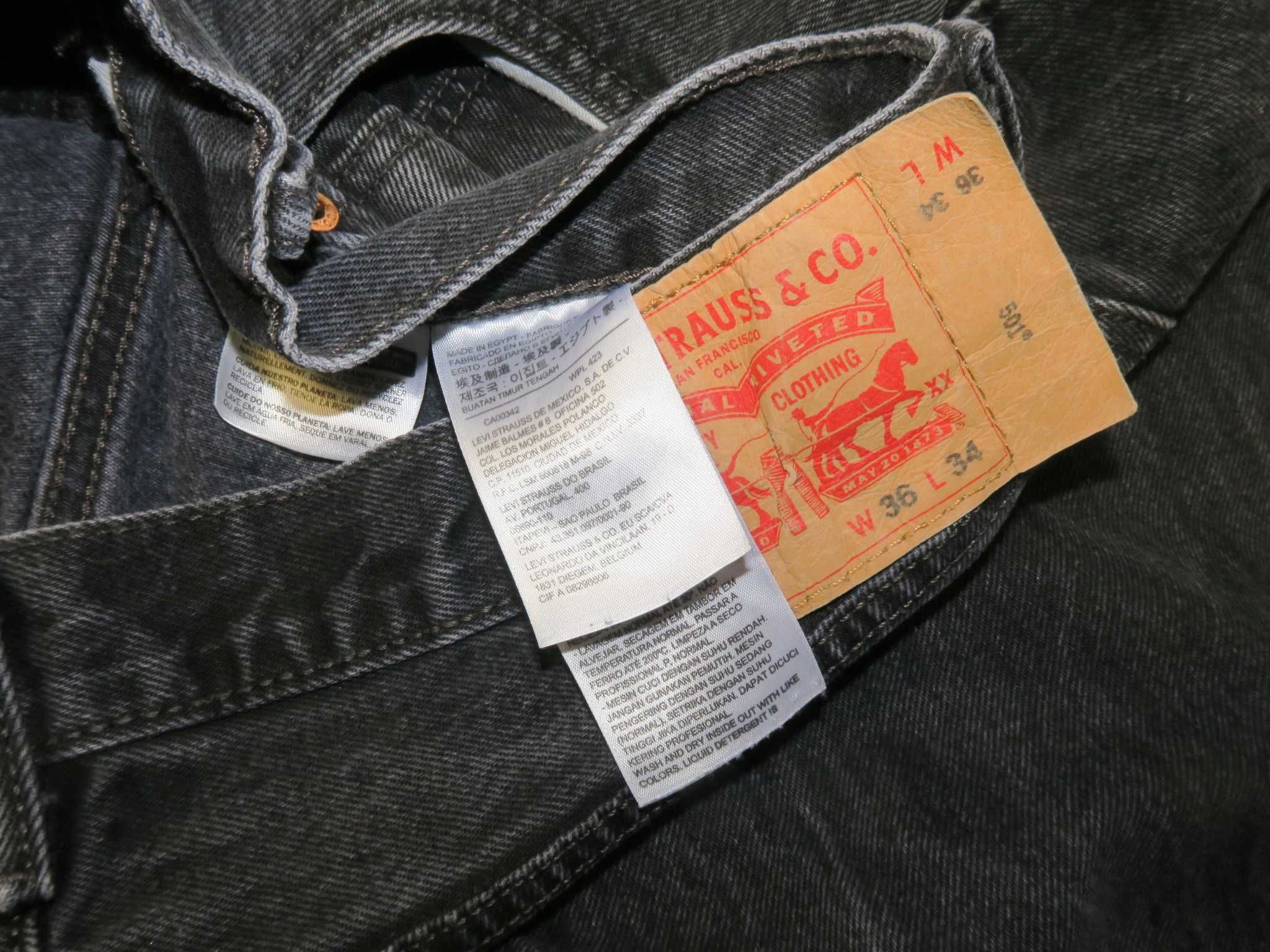 Levi's 501 spodnie jeansy proste jeansowe  36/34