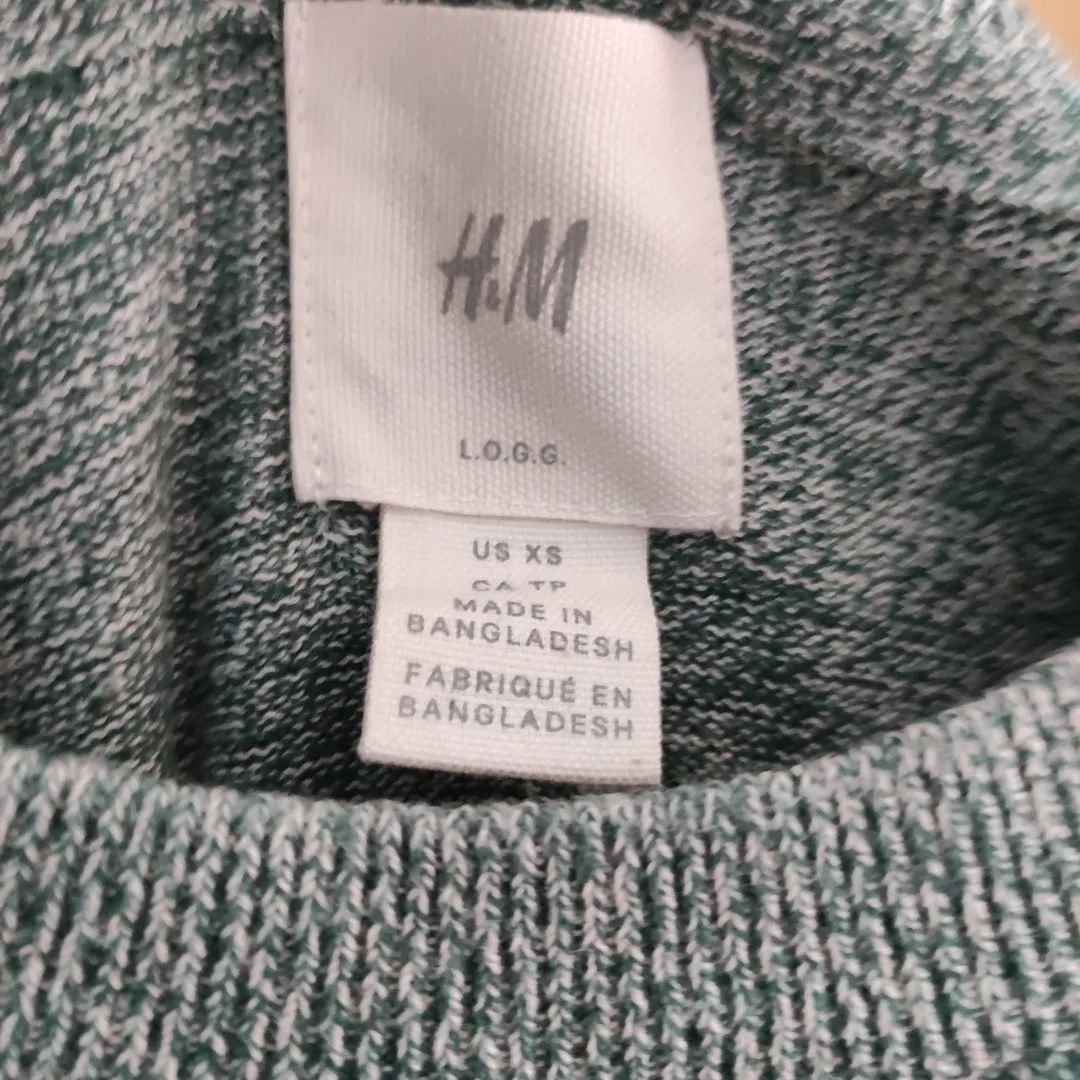 Męski sweter melanż biało zielony. Rozmiar S, bawełna, H&M
Rozmiar S