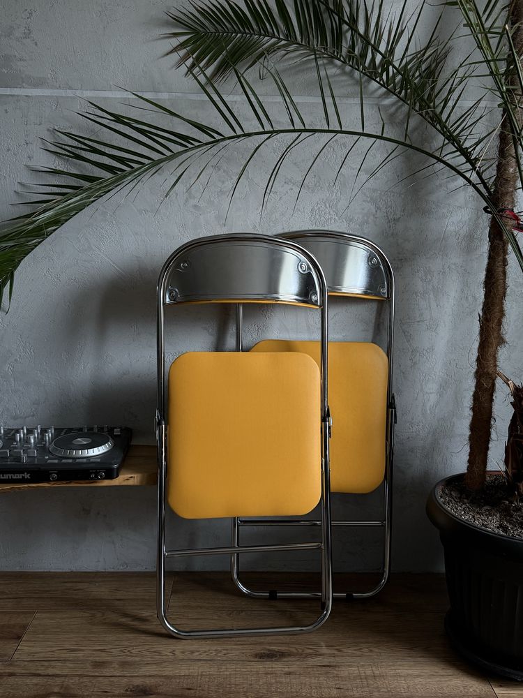 krzesła składane żółte bauhaus yellow design chrom loft