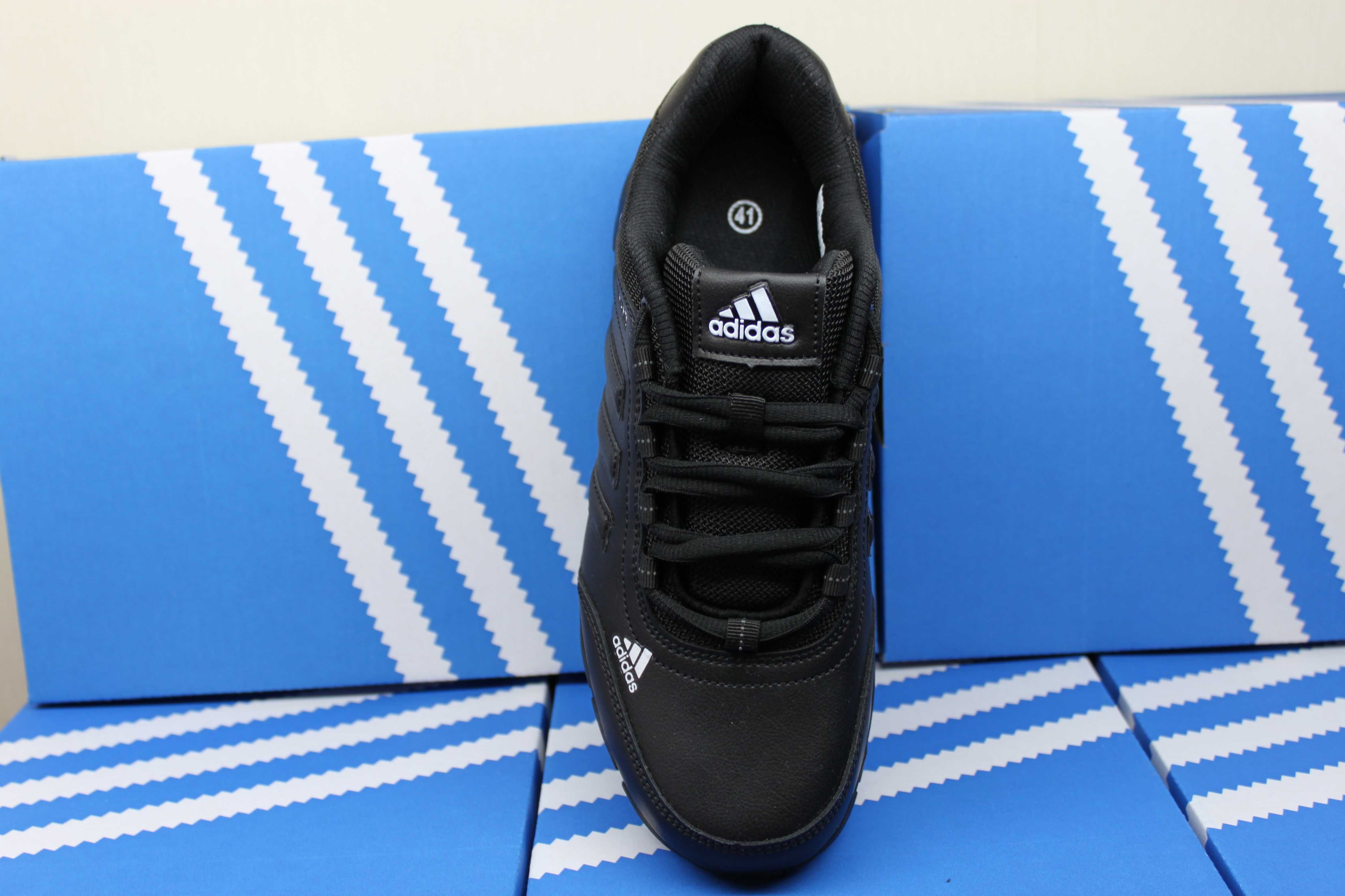 Adidas - черные кожаные кроссовки - кеды - кросівки. (код:5239-3чер.)