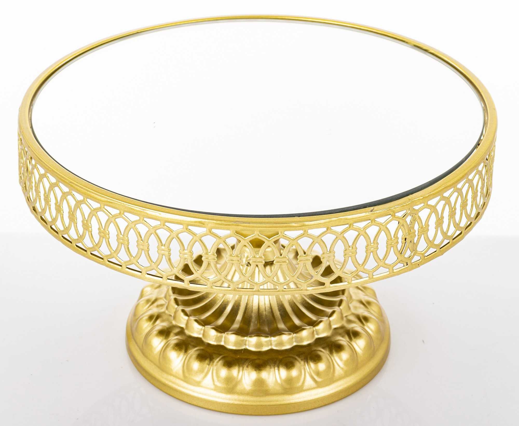 Patera taca złota metalowa 15x26 cm szklana glamour dekoracja pałacowa