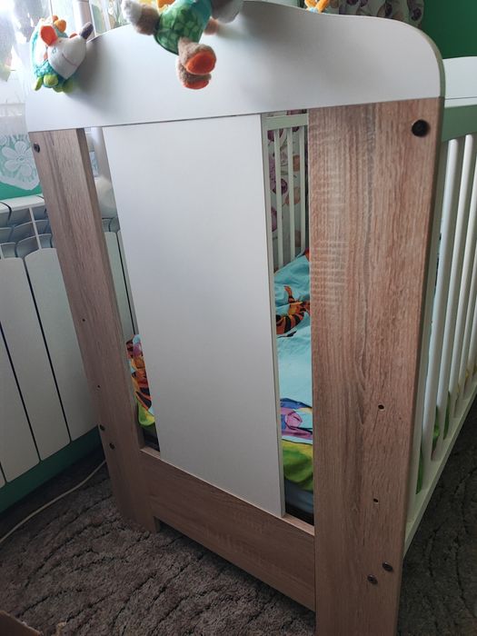 Łóżeczko dziecięce z misiem 120x 60 z materacem