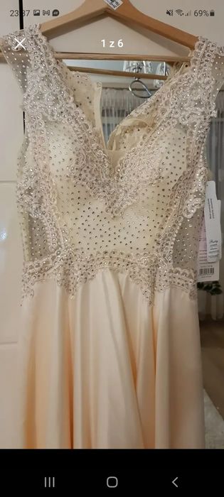 Suknia długa ecru 36