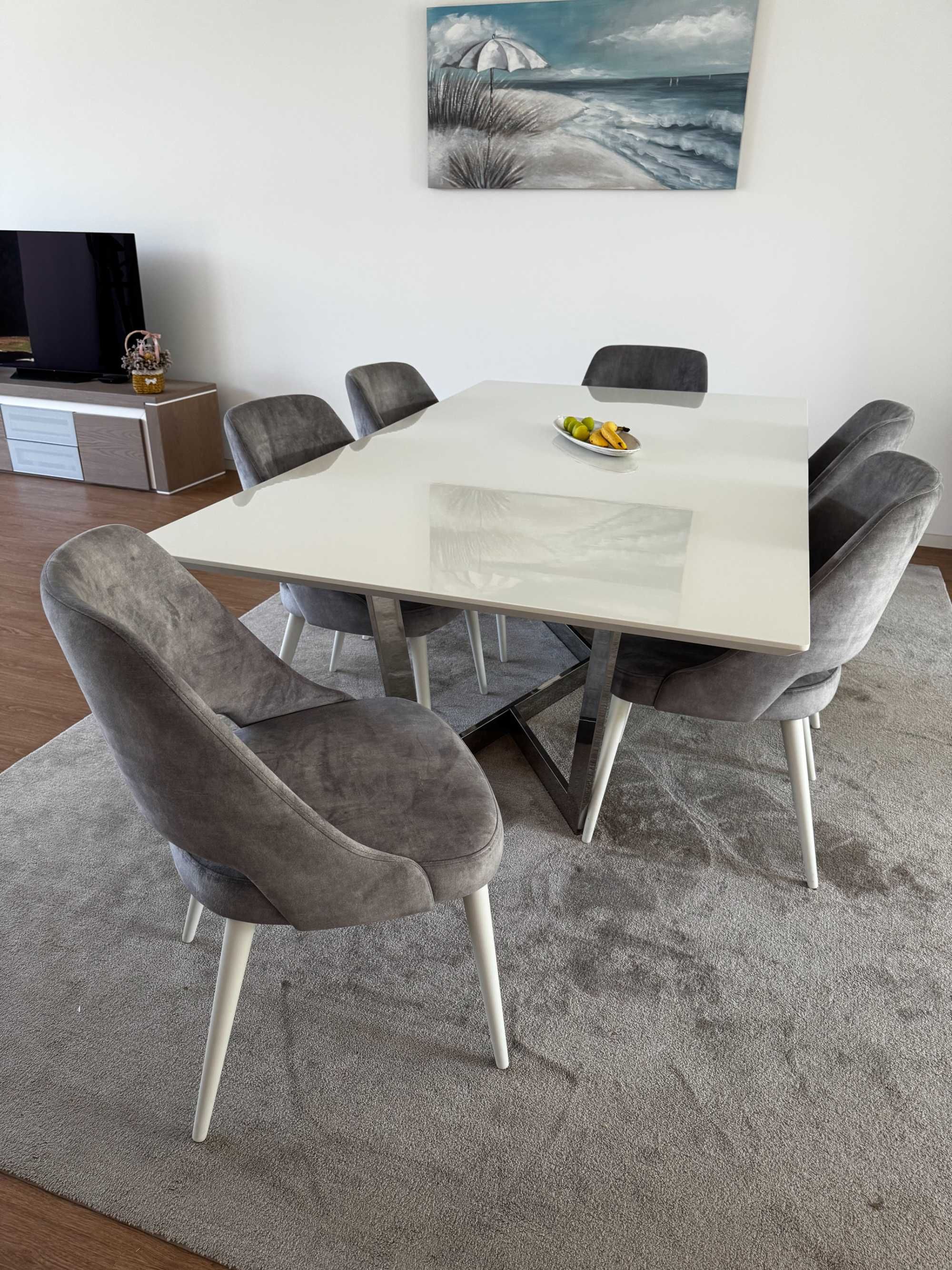 Mesa de Jantar Espaçosa com 6 Cadeiras + 2 Cadeiras de Balcão