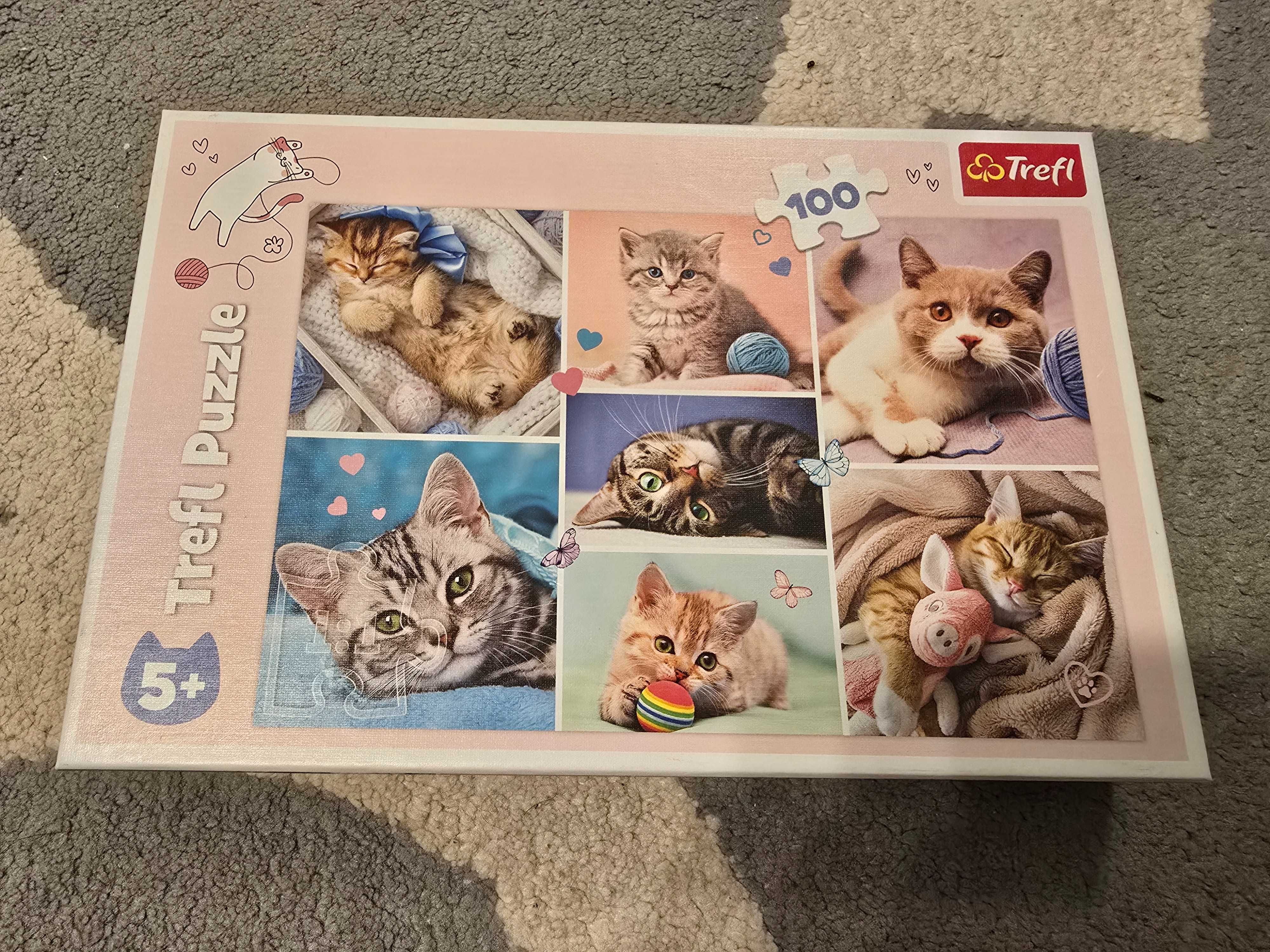 Puzzle Trefl 100 el., koty, psy, Kraina Lodu, Frozen [ZESTAW]