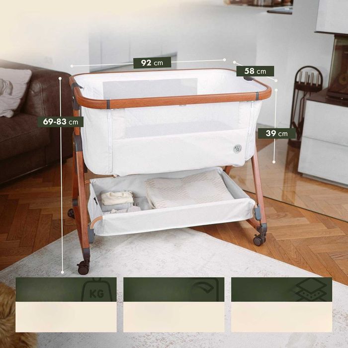 Łóżeczko KUNU Dostawka Kołyska bujak Skandynawski Design