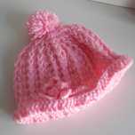 Gorro c/ Pompom Criança Menina Crochê Lã Novo