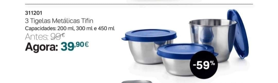 Conjunto 3 taças metálicas Tupperware