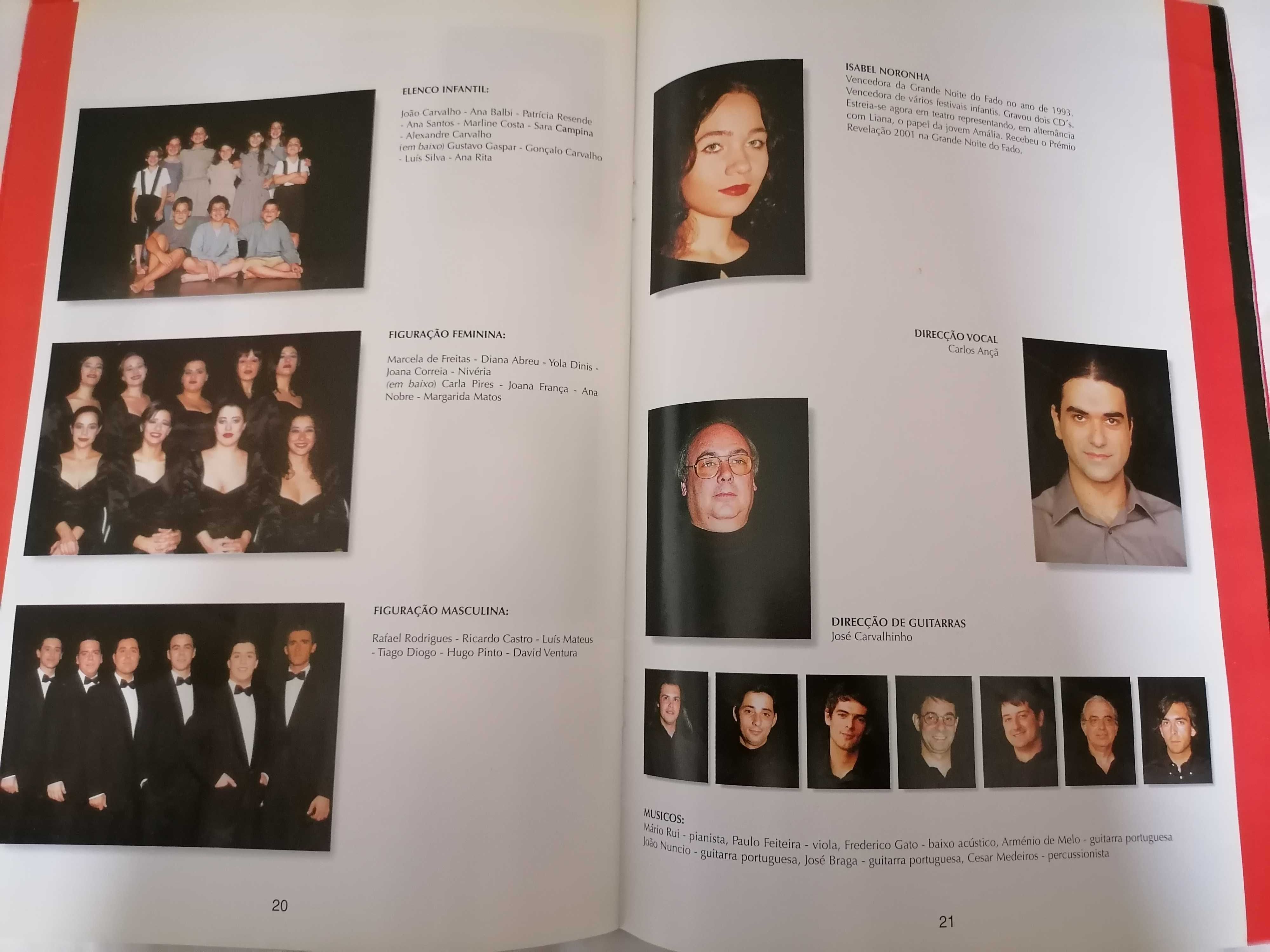 AMÁLIA Programa e Bilhete Musical de LA Féria Teatro Politeama 2001