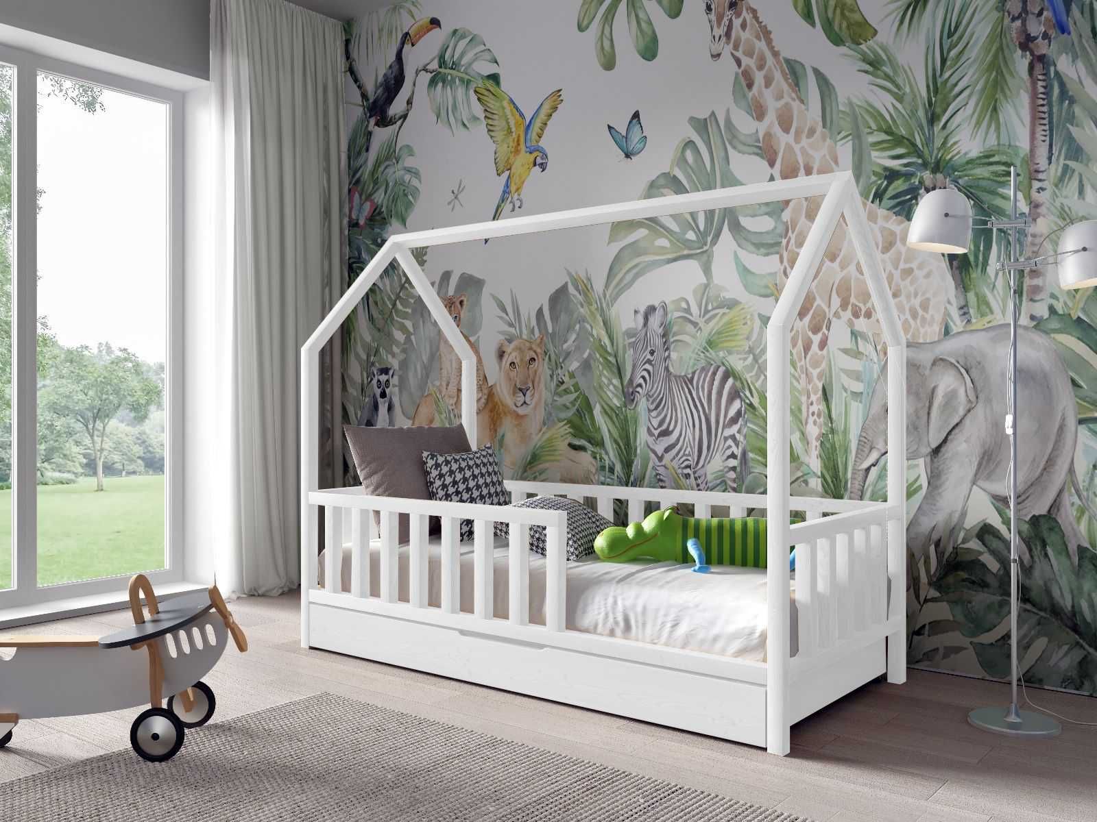 Sosnowe łóżko dziecięce ANTOŚ 160x80 cm + materac piankowy