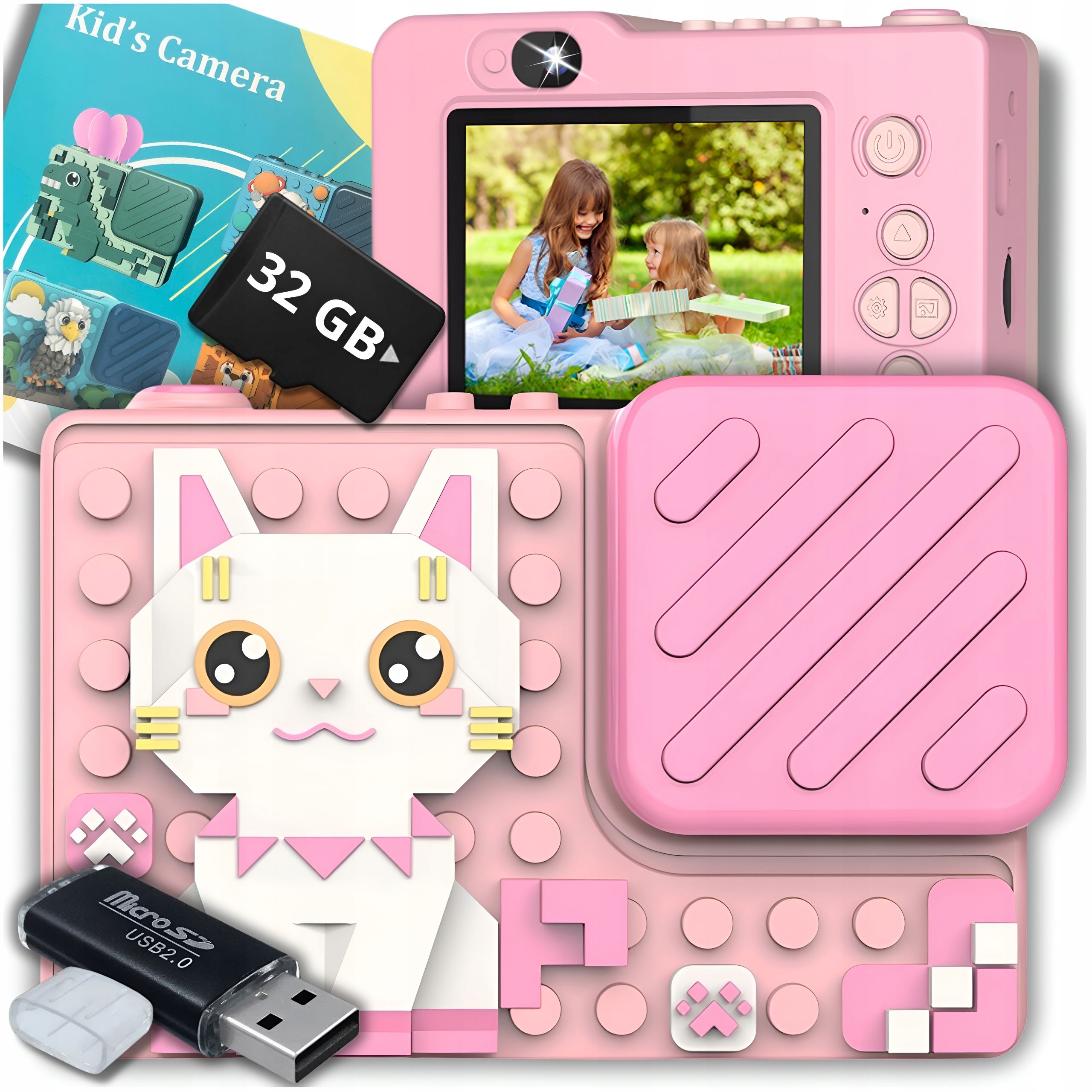 Aparat Fotograficzny Cyfrowy Dla Dzieci 40Mpx Kamera Selfie+Karta 32Gb