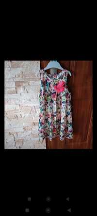 Sukienka plisowana H&M, rozm. 116, motyle, kwiaty