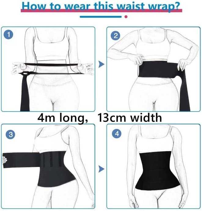 Pas modelujący taśma modelująca sylwetkę wyszczuplający 4 metry czarny