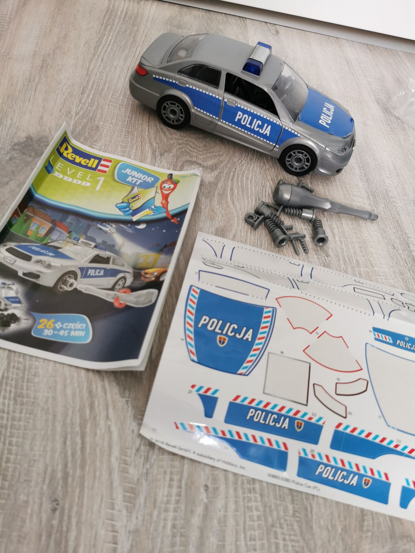 Klocki konstrukcyjne samochód auto policja instrukcja naklejki