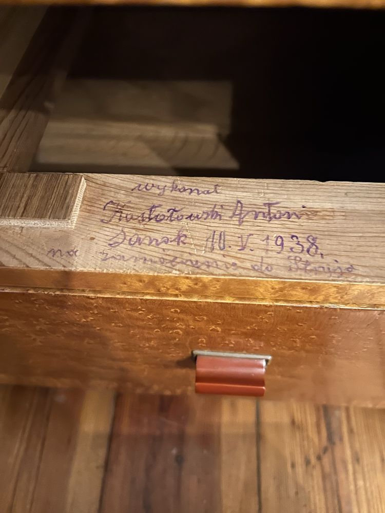 2 krzesła fornirowane polskie art deco z 1938 vintage przedwojenne