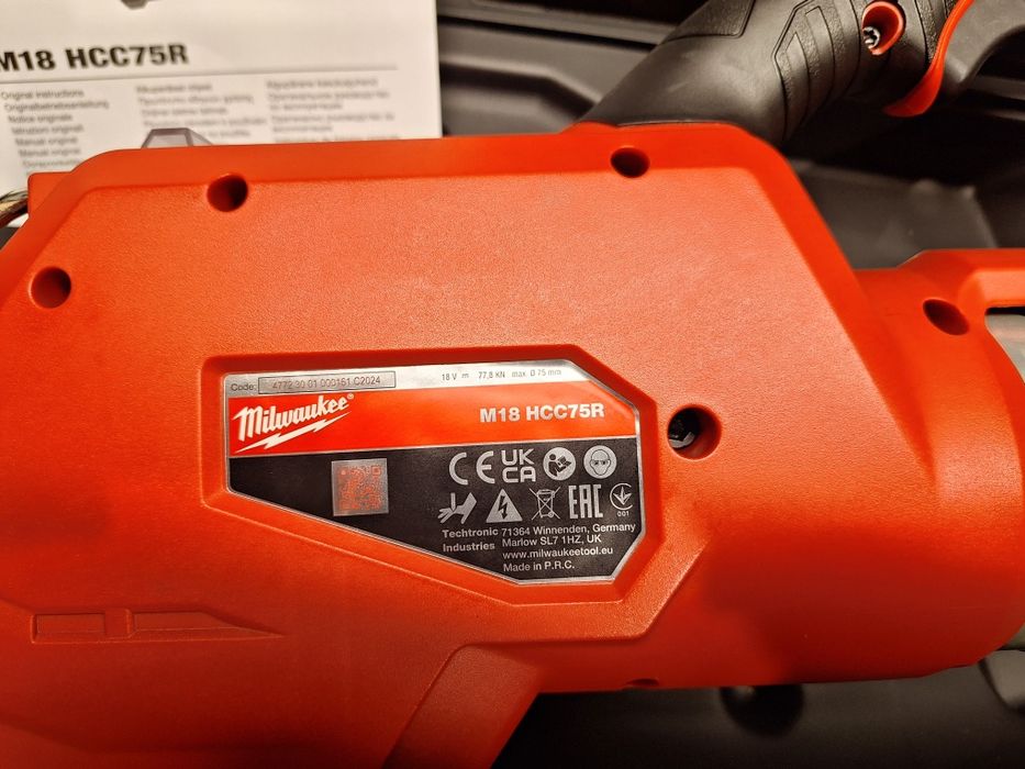 Nożyce do kabli Milwaukee HCC75R **NOWE**