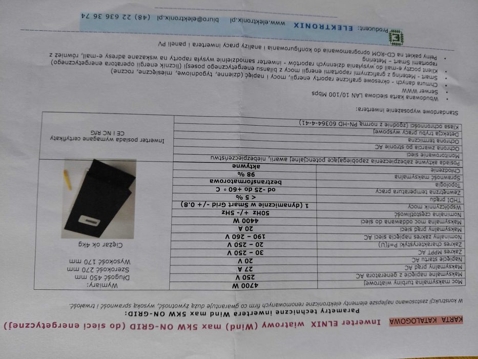 Sprzedam falownik sieciowy do elektrowni wiatrowej