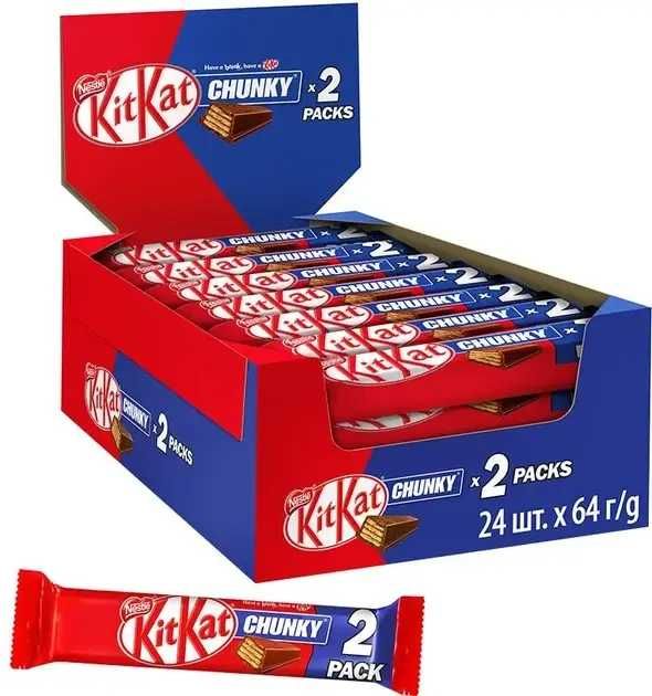 Батончиків KITKAT кит кат  King Size в молочному шоколаді 1+1 64 г