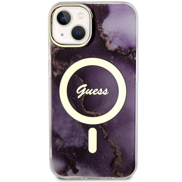 Etui Guess Golden Marble iPhone 14/15/13 6.1" Purpurowe z MagSafe