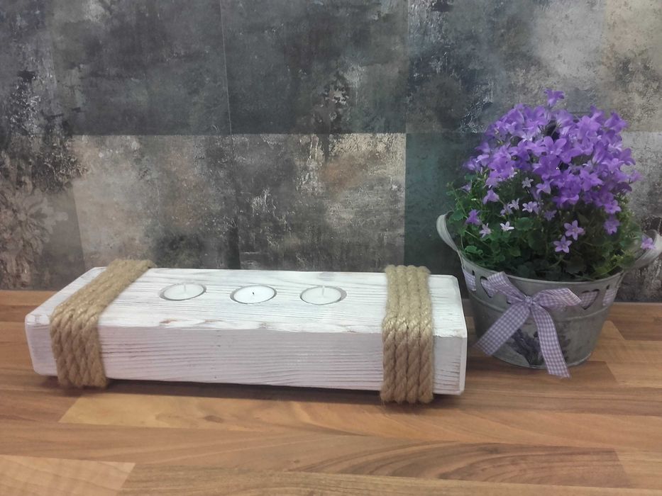 Świecznik drewniany z drewna prezent Boże Narodzenie Ślub nowy dom